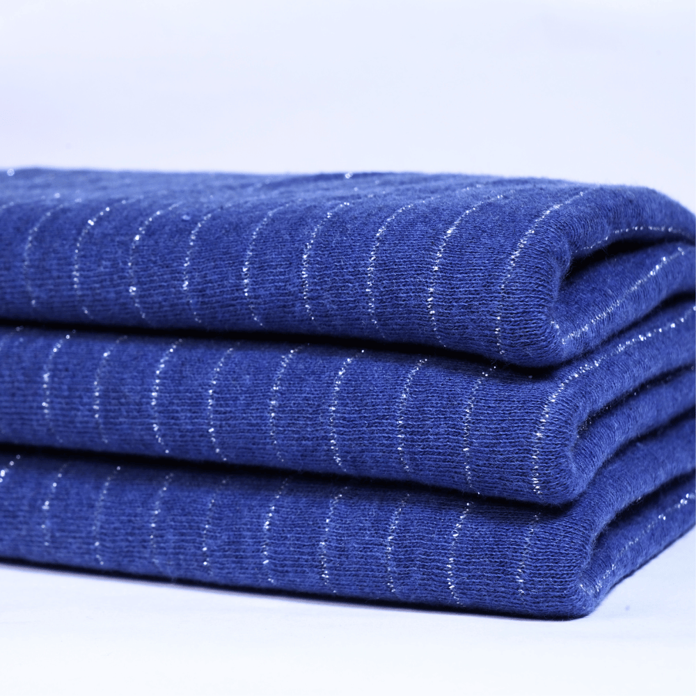 24 Poly Cotton Silver Stripe Double Jersey - Image 1